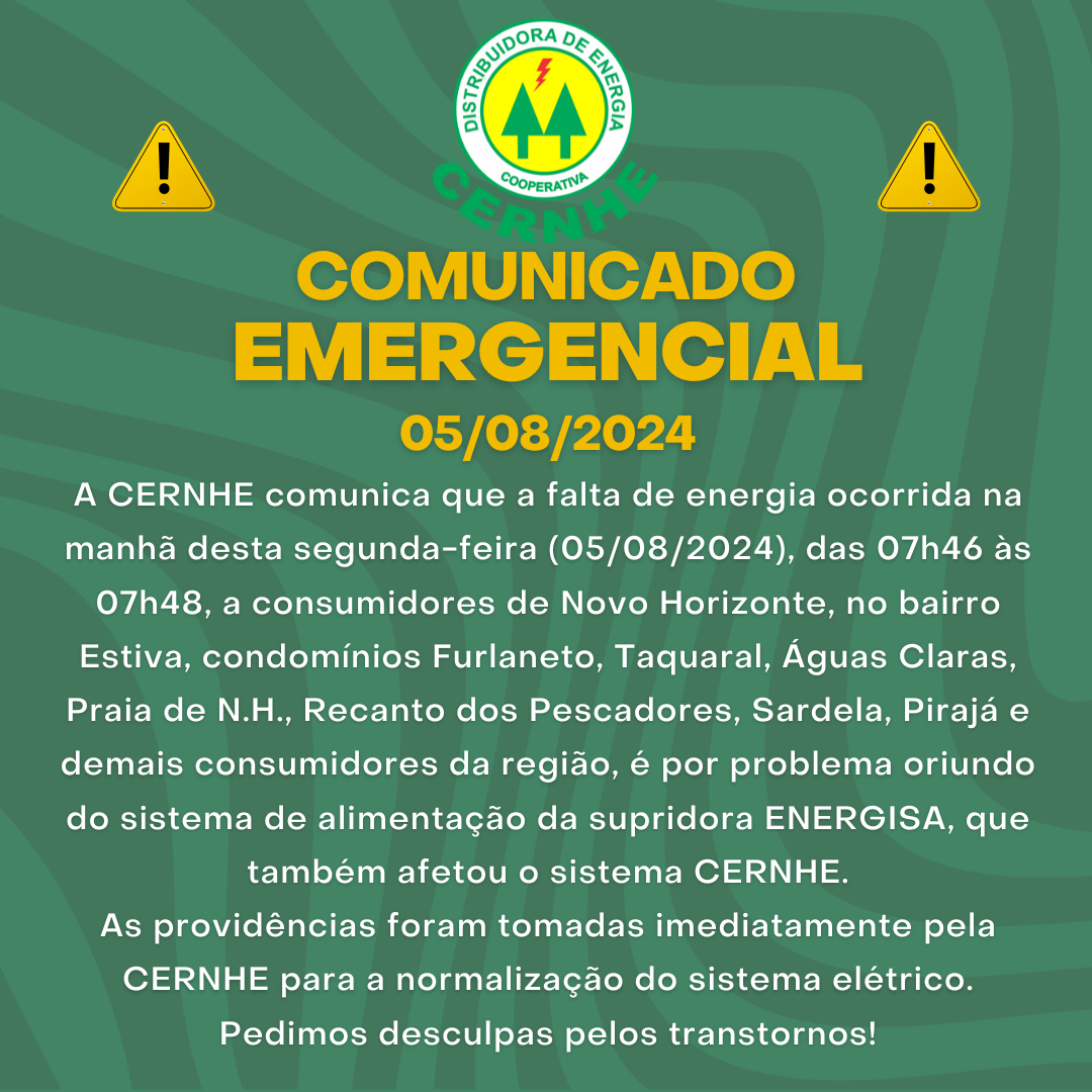 COMUNICADO EMERGENCIAL – 05/08/2024