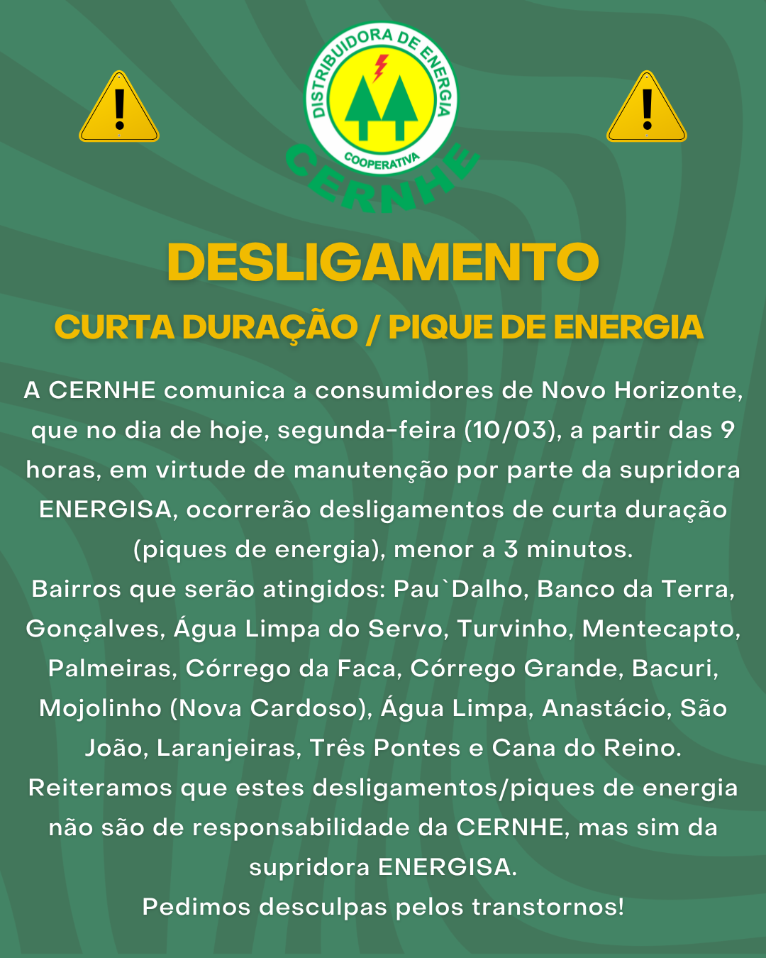 DESLIGAMENTO DE CURTA DURAÇÃO / PIQUE DE ENERGIA