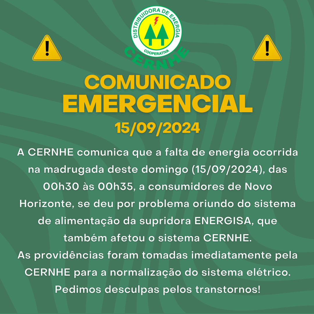 COMUNICADO EMERGENCIAL – 15/09/2024