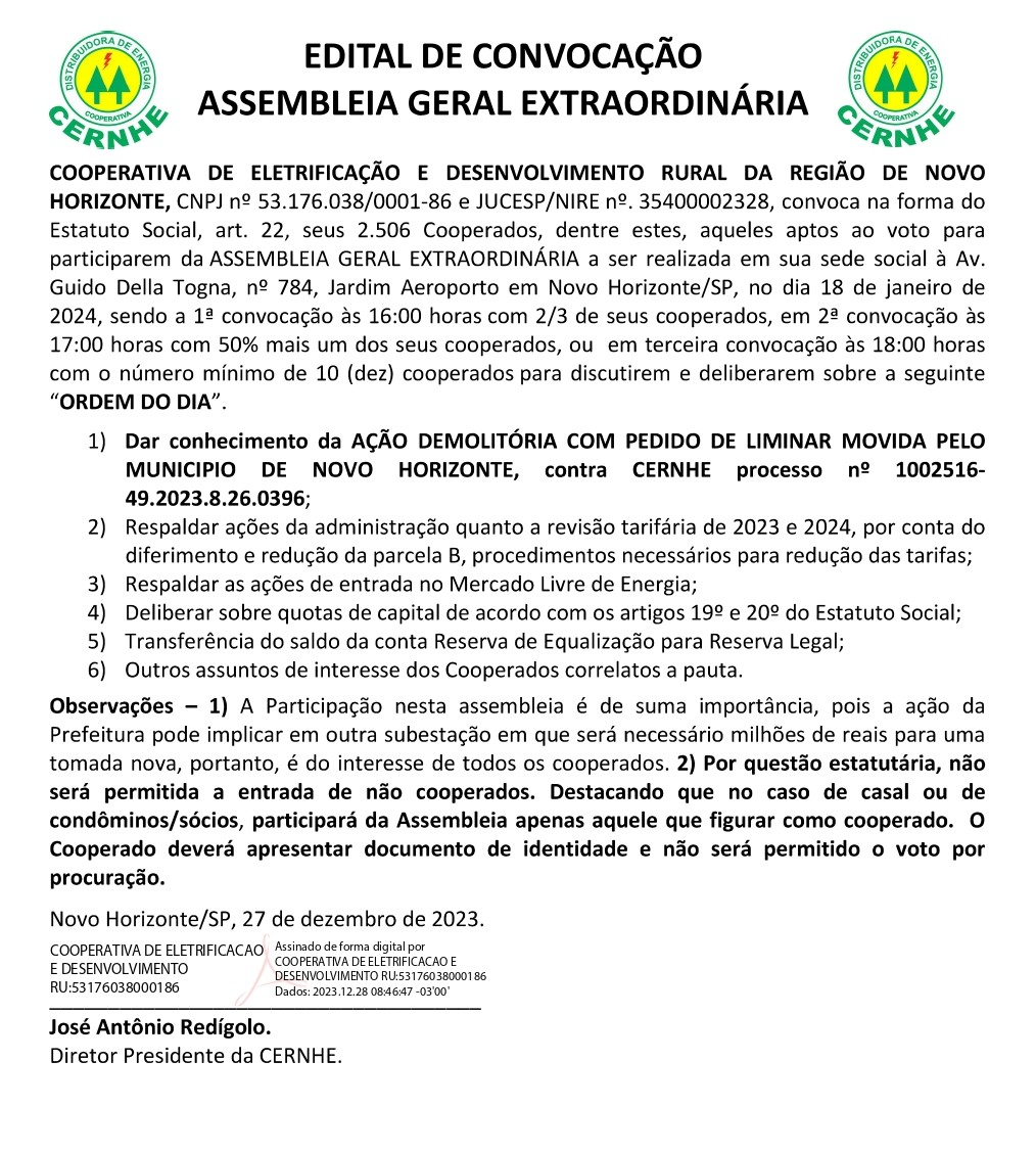 EDITAL DE CONVOCAÇÃO E NOTA EXPLICATIVA - ASSEMBLEIA GERAL EXTRAORDINÁRIA