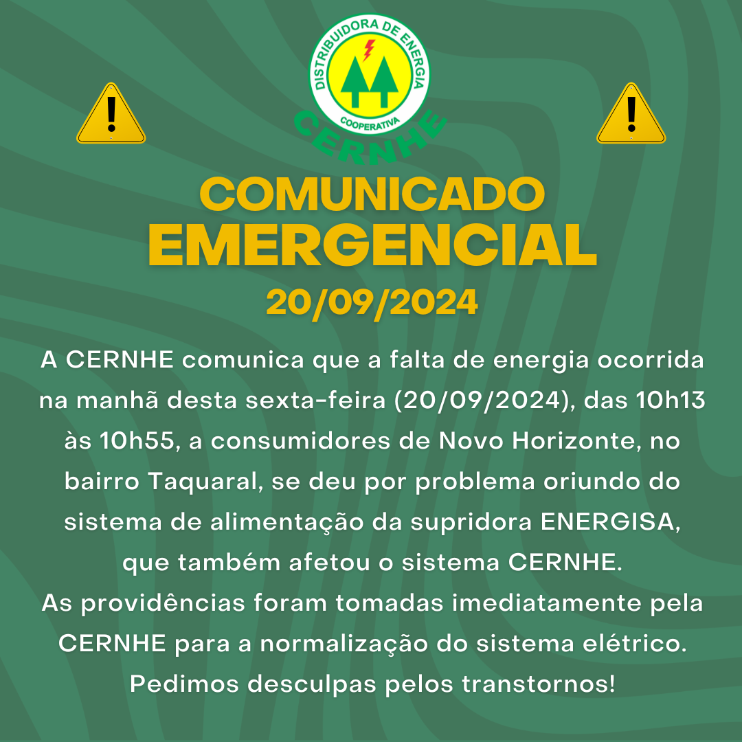 COMUNICADO EMERGENCIAL – 20/09/2024