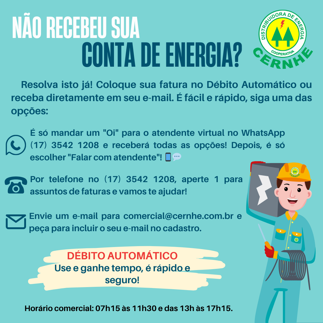 SUA FATURA DE ENERGIA NÃO CHEGOU?