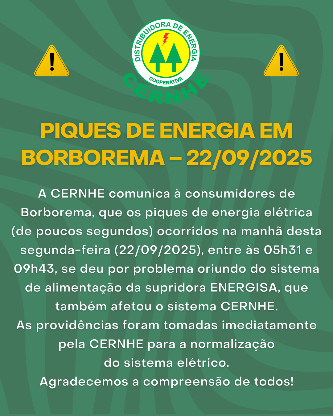 PIQUES DE ENERGIA EM BORBOREMA – 22/09/2025