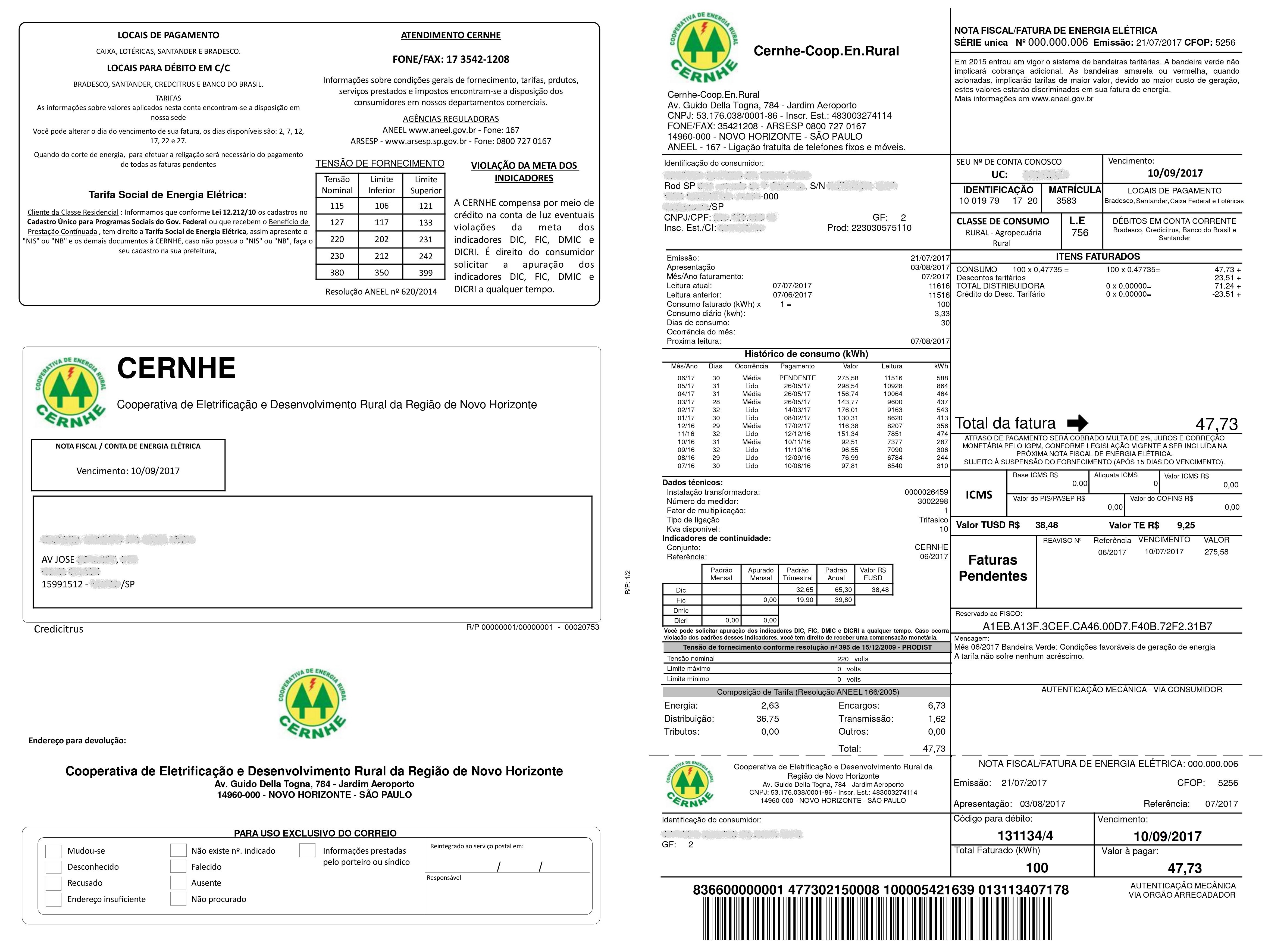 NOVA CONTA DE ENERGIA DA CERNHE COM VENCIMENTO A PARTIR DE SETEMBRO/2017 PODERÁ SER PAGA SOMENTE NO BRADESCO, SANTANDER, CAIXA FEDERAL OU LOTÉRICAS
