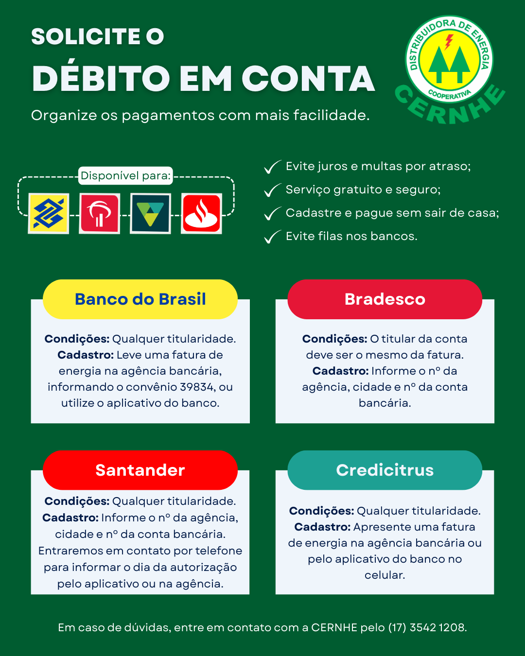 SOLICITE O DÉBITO EM CONTA