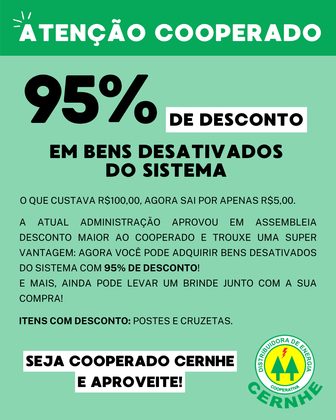 ATENÇÃO COOPERADO, AUMENTOU O BENEFÍCIO EXCLUSIVO PARA VOCÊ!