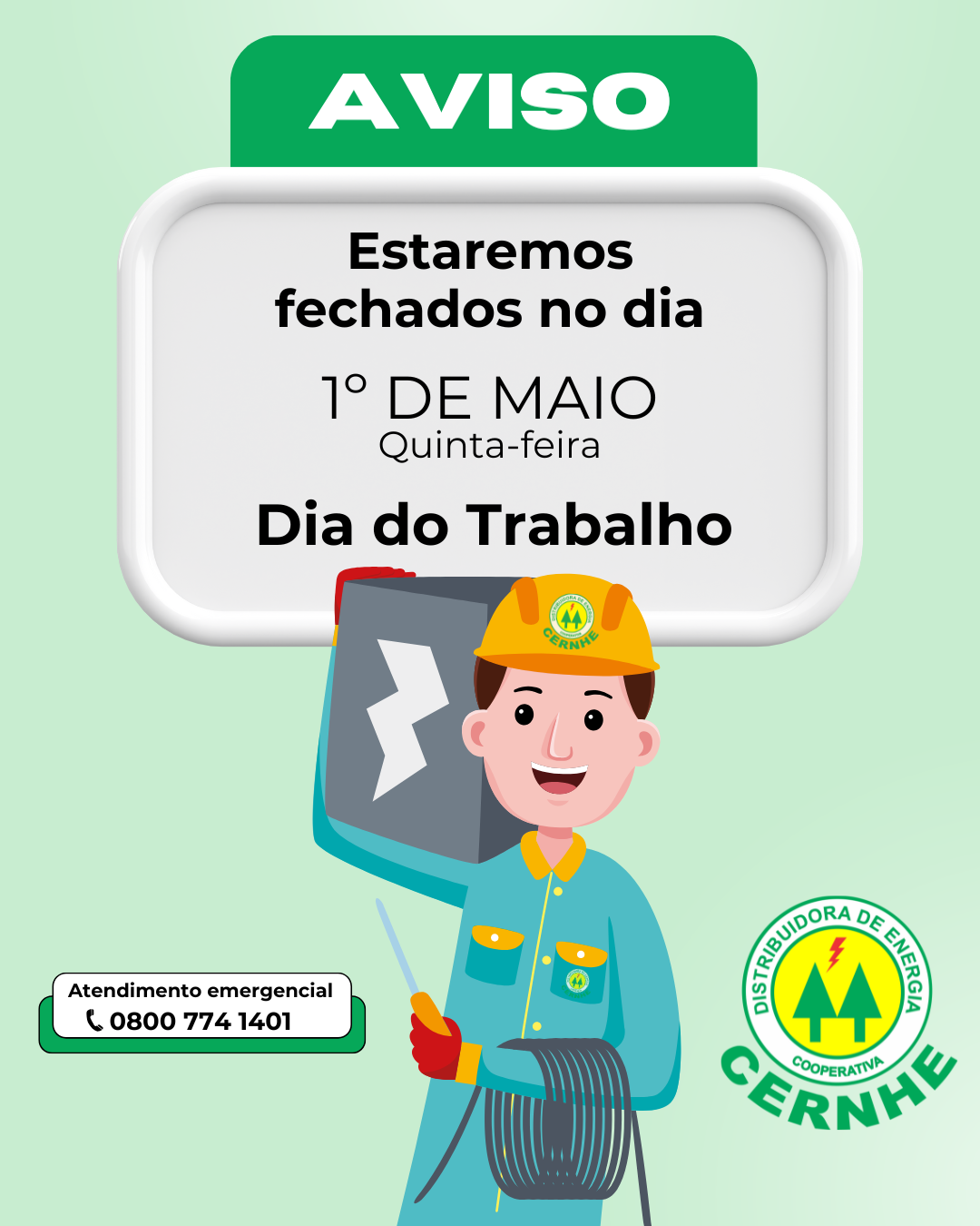 FERIADO NACIONAL - DIA DO TRABALHO