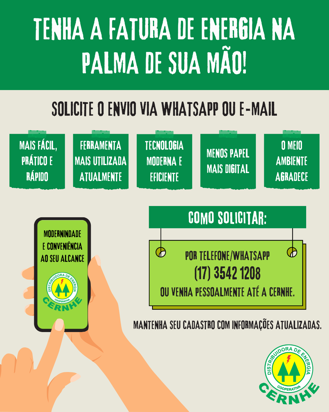 TENHA A FATURA DE ENERGIA NA PALMA DE SUA MÃO