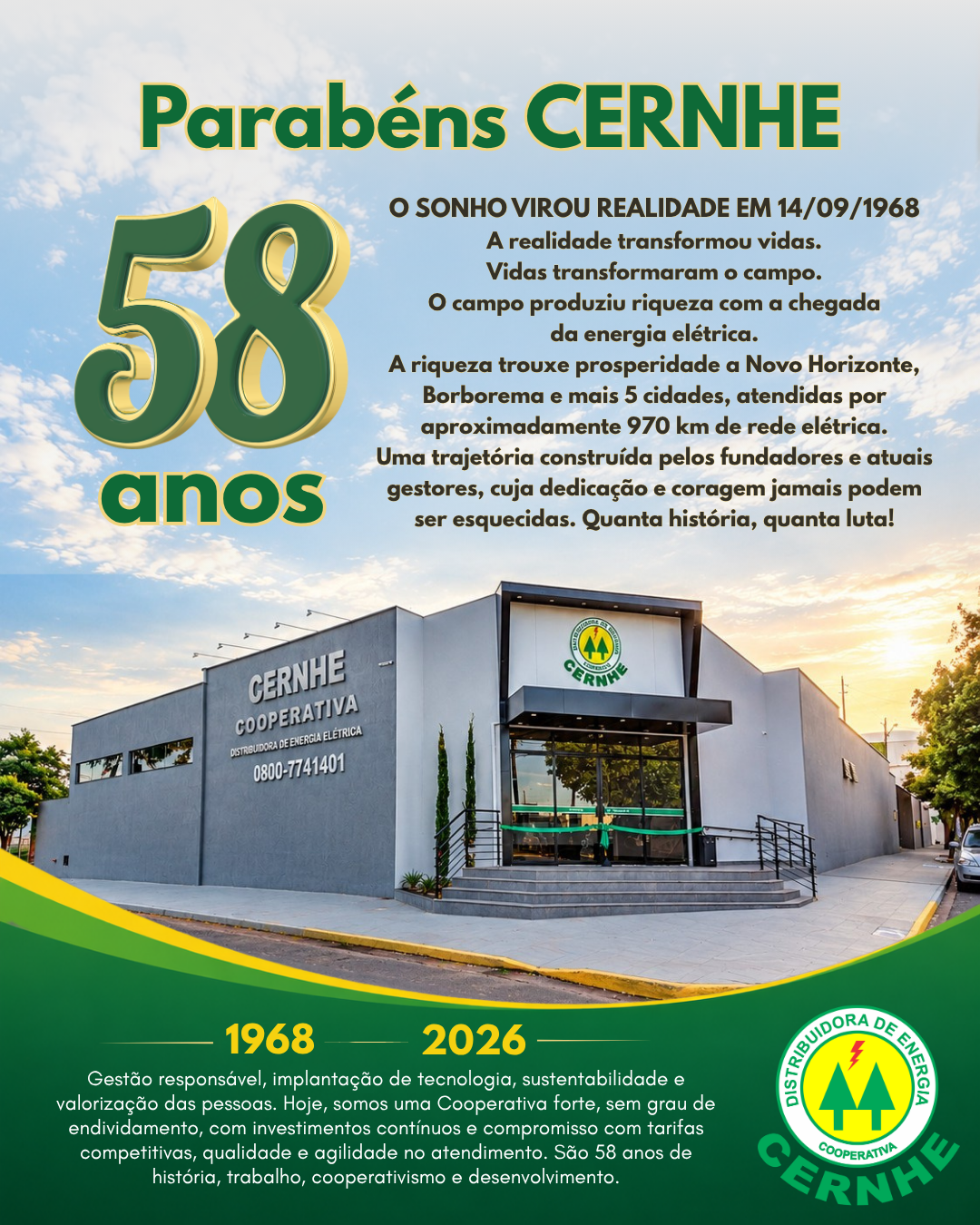PARABÉNS, CERNHE, PELOS 58 ANOS!