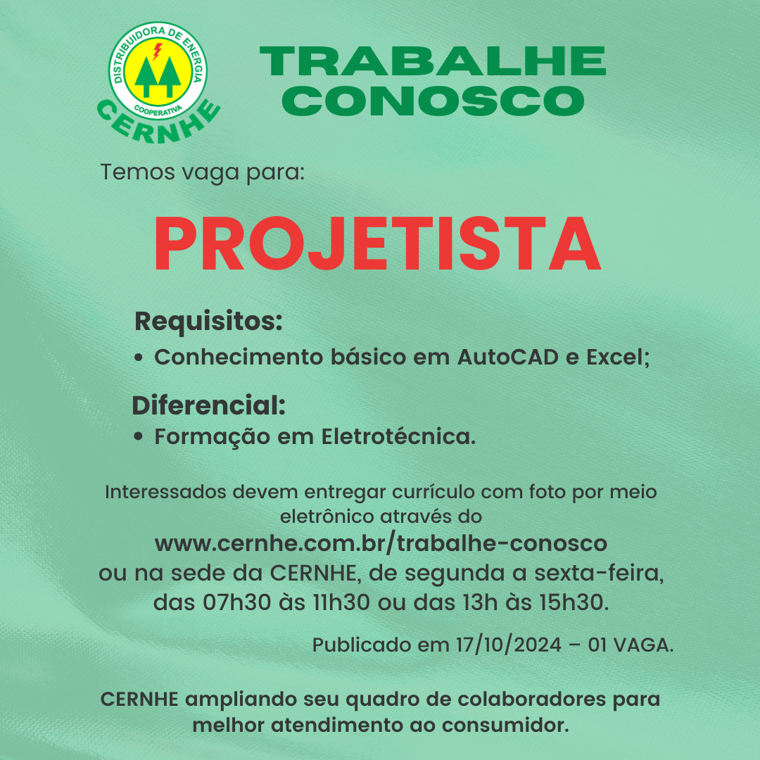 VAGA DE EMPREGO - TRABALHE CONOSCO