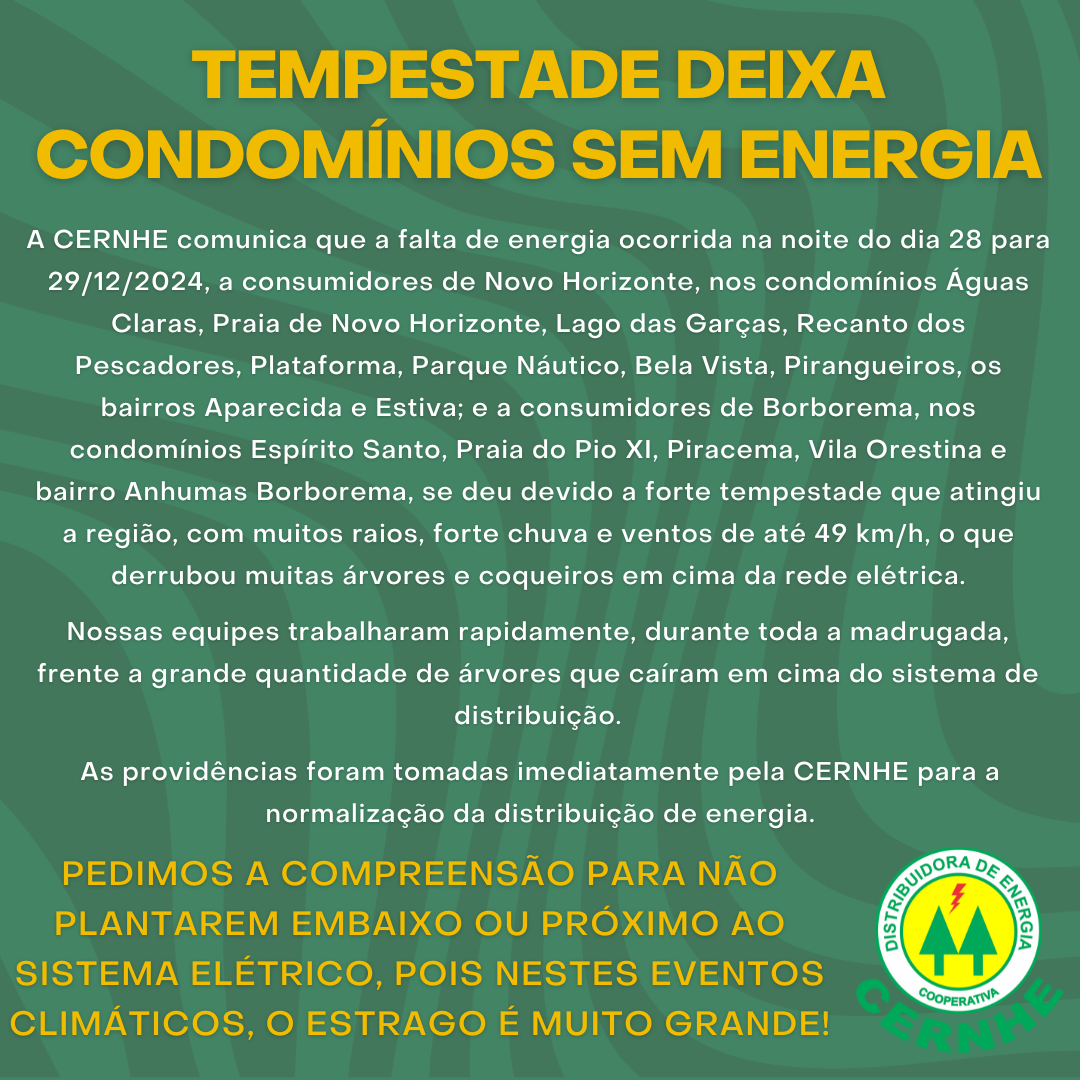 TEMPESTADE DEIXA CONDOMÍNIOS SEM ENERGIA